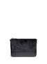 Main View - Click To Enlarge - ALEXANDER WANG - Kangaroo fur croc embossed leather zip pouch