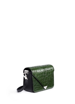 Front View - Click To Enlarge - ALEXANDER WANG - 'Prisma' small croc embossed leather envelope sling bag
