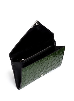 Detail View - Click To Enlarge - ALEXANDER WANG - 'Prisma' skeletal croc embossed leather envelope wallet