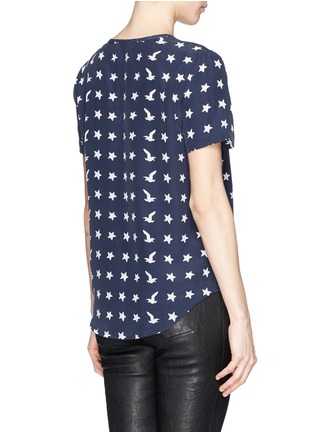Back View - Click To Enlarge - EQUIPMENT - 'Riley' bird star print silk T-shirt