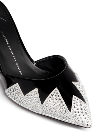 Detail View - Click To Enlarge - 73426 - 'Yvette' strass zigzag suede panel patent leather pumps