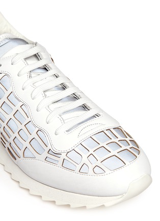 Detail View - Click To Enlarge - ALEXANDER MCQUEEN - Leather cutout reflective sneakers