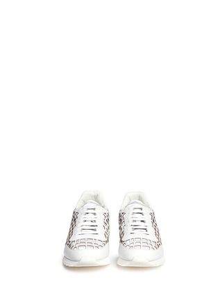 Figure View - Click To Enlarge - ALEXANDER MCQUEEN - Leather cutout reflective sneakers