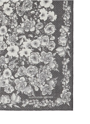 Detail View - Click To Enlarge - ALEXANDER MCQUEEN - 'Floral Eaten Logo' silk chiffon scarf