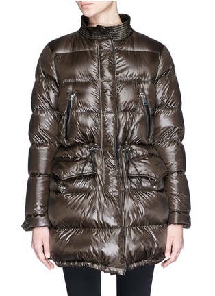 Detail View - Click To Enlarge - MONCLER - Beauregard' grosgrain trim nylon down jacket