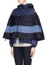 Front View - Click To Enlarge - MONCLER - 'Grises' drawstring hem wool flannel cape coat