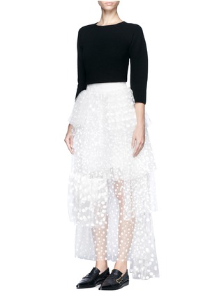 Figure View - Click To Enlarge - CHLOÉ - Polka-dot mesh tiered skirt