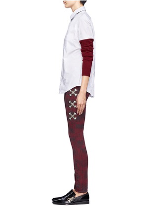 Figure View - Click To Enlarge - EACH X OTHER - Embroidered skinny jeans