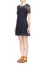 Figure View - Click To Enlarge - SANDRO - Contrast collar lace dress