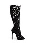 Main View - Click To Enlarge - 73426 - 'Coline' floral cutout suede knee high boots