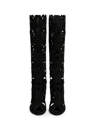 Figure View - Click To Enlarge - 73426 - 'Coline' floral cutout suede knee high boots