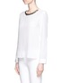 Front View - Click To Enlarge - SANDRO - 'Email' chain neckline silk top