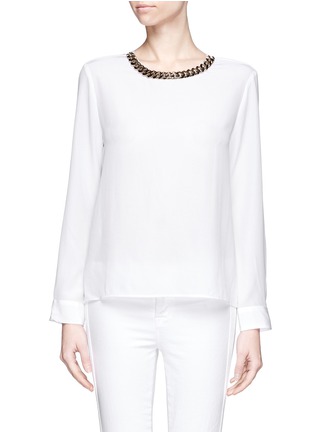 Main View - Click To Enlarge - SANDRO - 'Email' chain neckline silk top