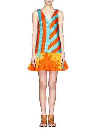 Main View - Click To Enlarge - MSGM - 'Raifa' stripe print contrast hem dress
