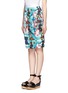 Front View - Click To Enlarge - HELEN LEE - Minnie Mouse floral print satin pencil skirt