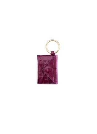 Main View - Click To Enlarge - SMYTHSON - 'Mara' croc embossed leather envelope key ring - Dark Berry