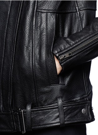 Detail View - Click To Enlarge - HELMUT LANG - Asymmetric leather panel biker jacket