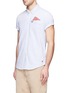 Front View - Click To Enlarge - SCOTCH & SODA - Pocket square stripe cotton-linen shirt