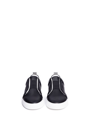 Front View - Click To Enlarge - PIERRE HARDY - Elastic band leather slip-on sneakers