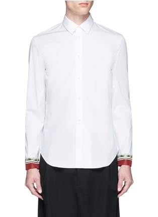 Main View - Click To Enlarge - MAISON MARGIELA - Silk satin cuff cotton poplin shirt