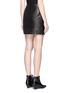 Back View - Click To Enlarge - NEIL BARRETT - Elastic front sheepskin leather mini skirt