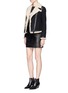 Figure View - Click To Enlarge - NEIL BARRETT - Elastic front sheepskin leather mini skirt