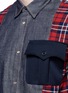 Detail View - Click To Enlarge - 71465 - Check plaid denim bib herringbone shirt