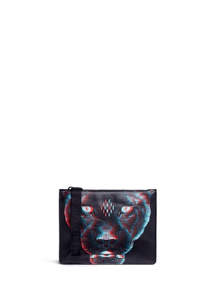 Main View - Click To Enlarge - MARCELO BURLON - 'Rufo' panther print leather zip pouch