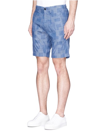 Front View - Click To Enlarge - ALEX MILL - Patchwork cotton dobby shorts
