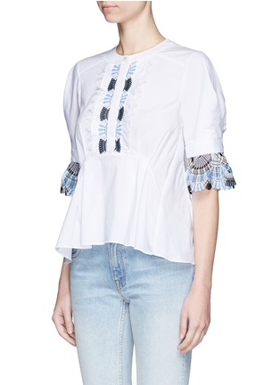 Front View - Click To Enlarge - PETER PILOTTO - Guipure lace pleated blouse