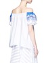 Back View - Click To Enlarge - PETER PILOTTO - Embroidered trim poplin off-shoulder top