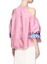 Back View - Click To Enlarge - PETER PILOTTO - Embroidered trim poplin cold shoulder top