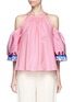Main View - Click To Enlarge - PETER PILOTTO - Embroidered trim poplin cold shoulder top