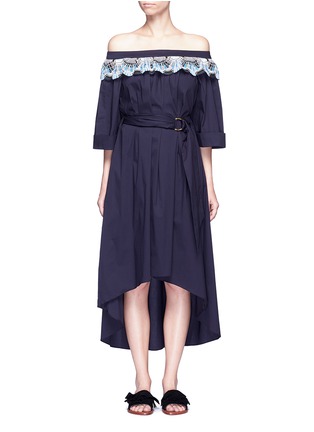 Main View - Click To Enlarge - PETER PILOTTO - Deco lace belted off-shoulder dress
