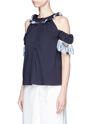 Front View - Click To Enlarge - PETER PILOTTO - Guipure lace cold shoulder top