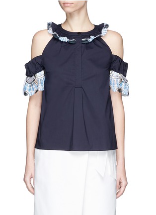 Main View - Click To Enlarge - PETER PILOTTO - Guipure lace cold shoulder top