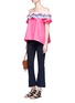 Figure View - Click To Enlarge - PETER PILOTTO - Embroidered trim poplin off-shoulder top