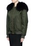 Front View - Click To Enlarge - MR & MRS ITALY - 'New York' raccoon hood trim mink fur bomber jacket