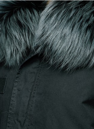 Detail View - Click To Enlarge - MR & MRS ITALY - Raccoon trim hood mink fur patchwork mini parka