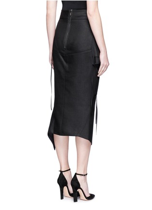 Back View - Click To Enlarge - MATICEVSKI - 'Ability' zip pocket panel asymmetric pencil skirt