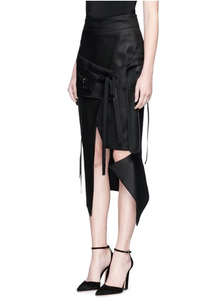 Front View - Click To Enlarge - MATICEVSKI - 'Ability' zip pocket panel asymmetric pencil skirt