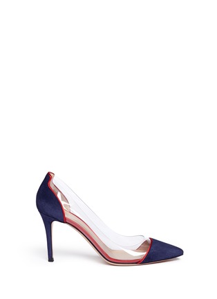 Main View - Click To Enlarge - GIANVITO ROSSI - 'Plexi' clear PVC piped suede pumps