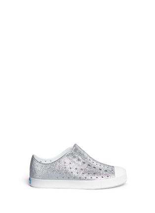 Main View - Click To Enlarge - NATIVE  - 'Jefferson' perforated glitter kids slip-ons