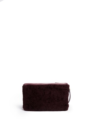 Back View - Click To Enlarge - ANYA HINDMARCH - 'Ghost' shearling zip pouch