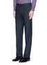 Front View - Click To Enlarge - CANALI - Regular fit houndstooth cotton flannel chinos