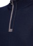Detail View - Click To Enlarge - CANALI - Suede trim half zip wool sweater