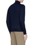 Back View - Click To Enlarge - CANALI - Suede trim half zip wool sweater