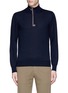 Main View - Click To Enlarge - CANALI - Suede trim half zip wool sweater
