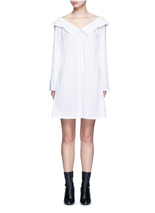 Main View - Click To Enlarge - OPENING CEREMONY - Wide collar oversize sateen shirt dress