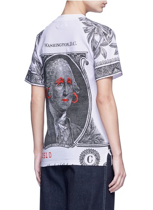 Back View - Click To Enlarge - OPENING CEREMONY - 'One' dollar bill print cotton T-shirt